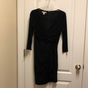 Boston Proper little black dress ruched wrap with 3/4 length sleeves